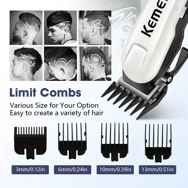 Tăietor de păr profesional Kemei KM-809A cu încărcare USB