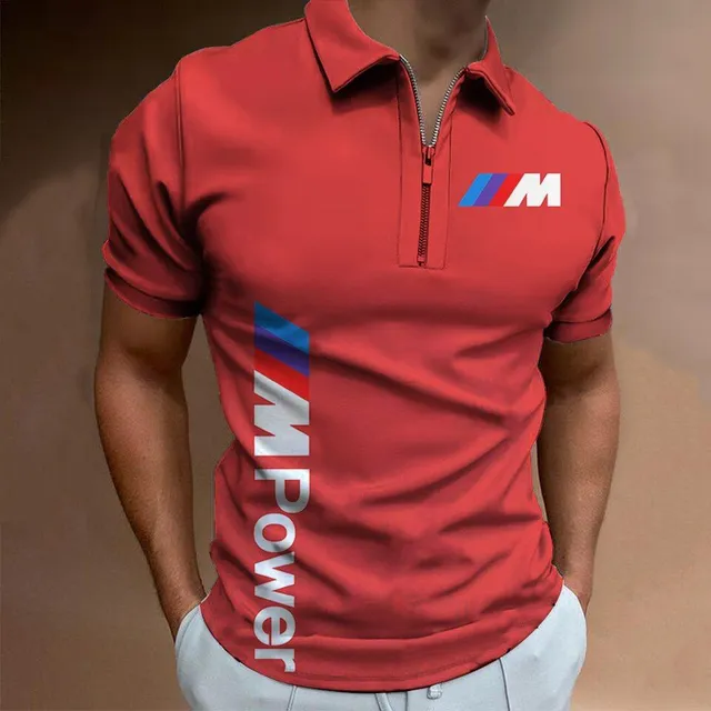 Tricou polo pentru bărbați cu mâneci scurte și imprimeu BMW