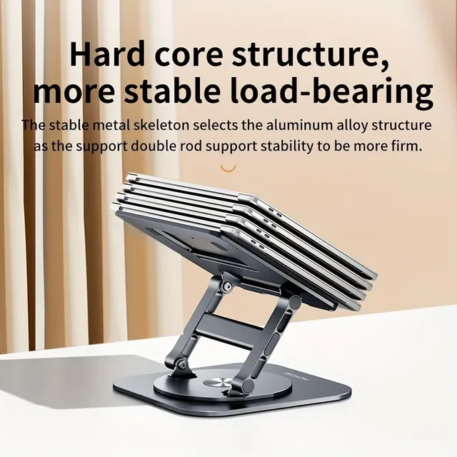 Computer stand, 360 degree swivelling 2-axis rotary stand, 360 degree laptop swivelling stand, aluminium alloy lifting folding cooling base