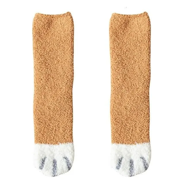 Warm socks in the shape of a paw