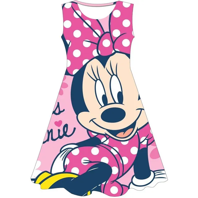 Dievčenské letné šaty bez rukávov s motívom obľúbenej myšky Minnie