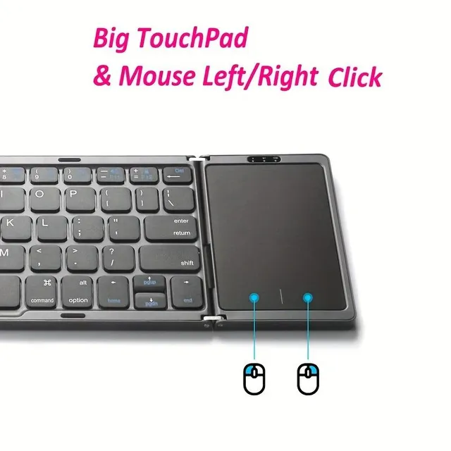 Foldable mini wireless keyboard with touchpad - for Windows, Android, iOS, Mac, tablets and smartphones