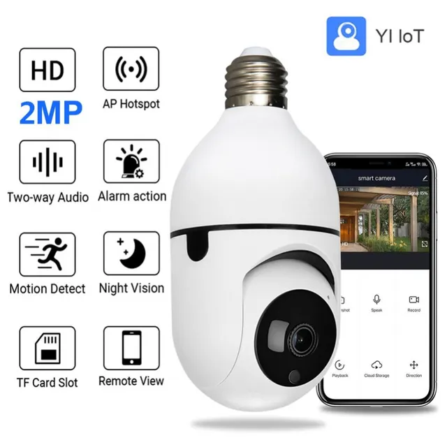 Camera de supraveghere wireless 1080P cu urmărire automată, cameră IP Wifi PTZ cu vedere pe timp de noapte, cameră CCTV pentru monitorizarea securității copiilor, interfață E27