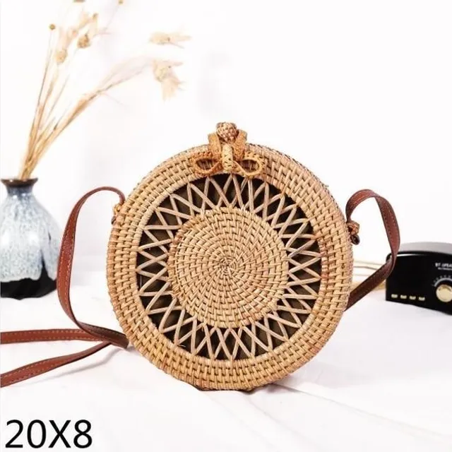 Rattan round handbag