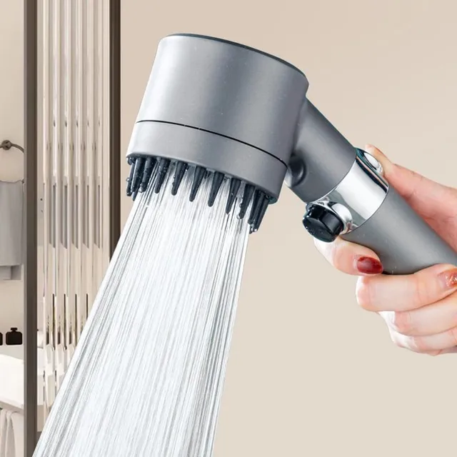 High pressure shower head with filter and 3 water intensity modes