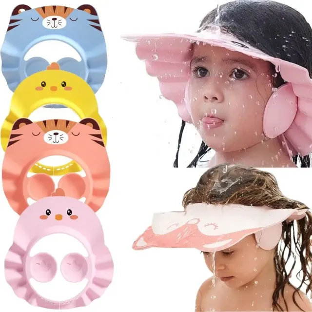 Bonnet de bain ajustable pour enfants avec protection imperméable des oreilles pour un lavage des cheveux en toute sécurité