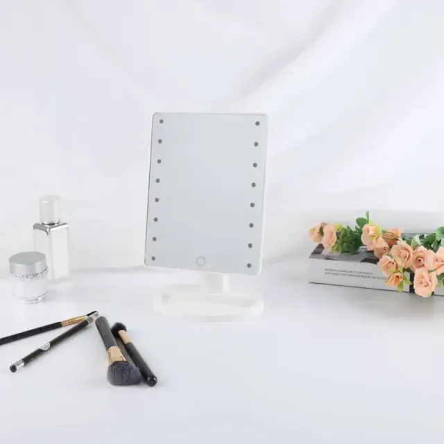 Oglindă cosmetică cu LED-uri și comutator tactil, 16 LED-uri