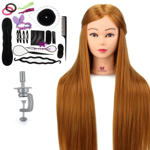 Hairdresser Training Kit - head with wig + set for braiding