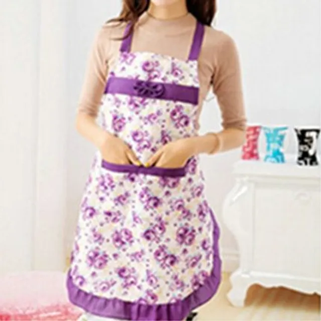 Kitchen apron with flowers - 6 colours