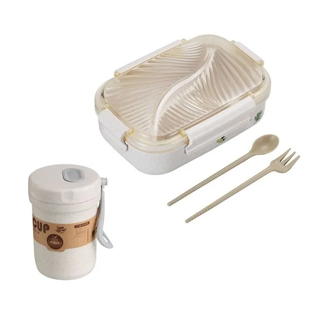 Set of bento box and cutlery 4 pcs