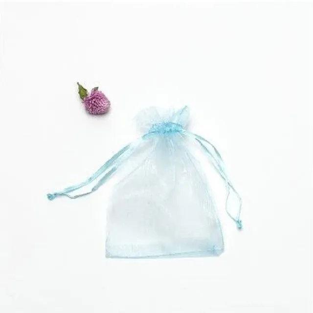 Bags from organza 100 pcs svetle-modra xs