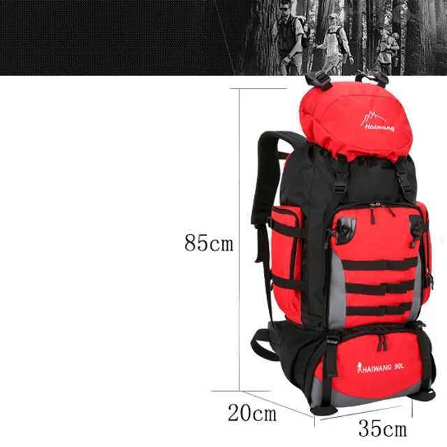 Large capacity 90L hiking backpack for men