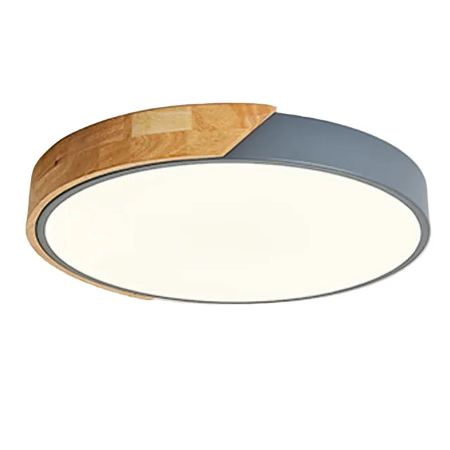 LED ceiling lamp with wooden element 27 W hot white Circle ceiling lighting Modern round LED panel 30 x 5 cm