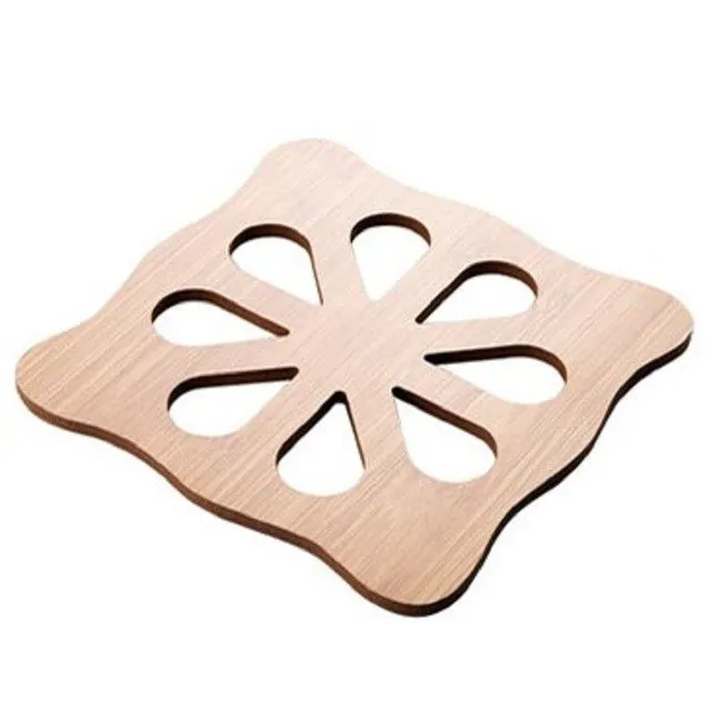 Flower-shaped bamboo coaster