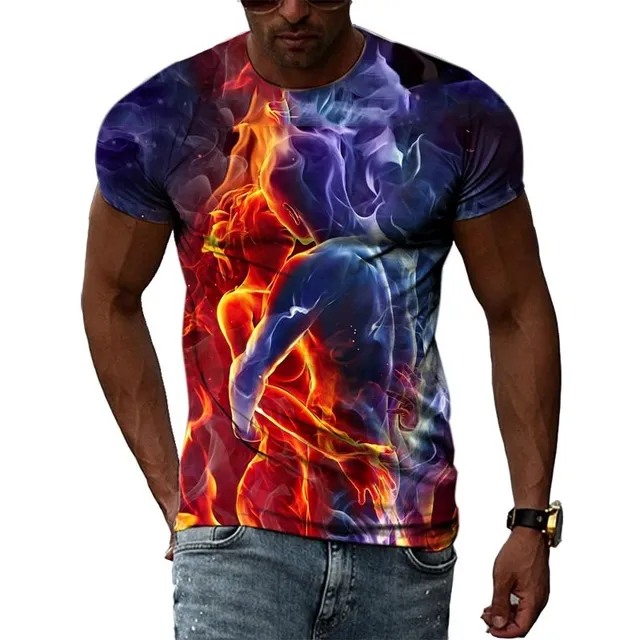 Tricou modern cu mânecă scurtă pentru bărbați cu imprimeu abstract original Noah