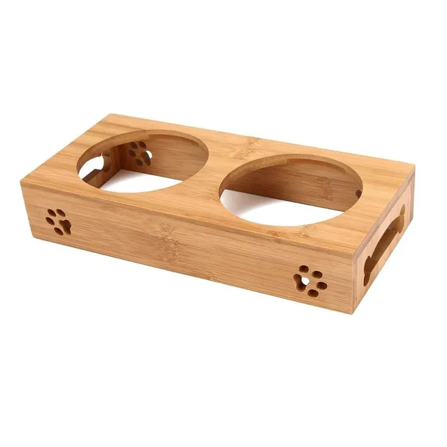 Dog bowls with wooden stand