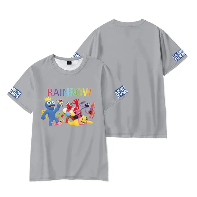 Dziecięca modna koszulka z krótkim rękawem z nadrukiem Rainbow Friends
