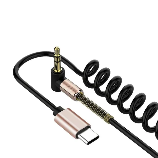 Pružný AUX kabel 3,5mm jack na USB-C