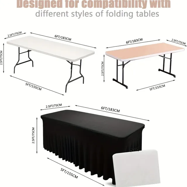Tablecloth with lacquered skirt 180 cm x 90 cm, black