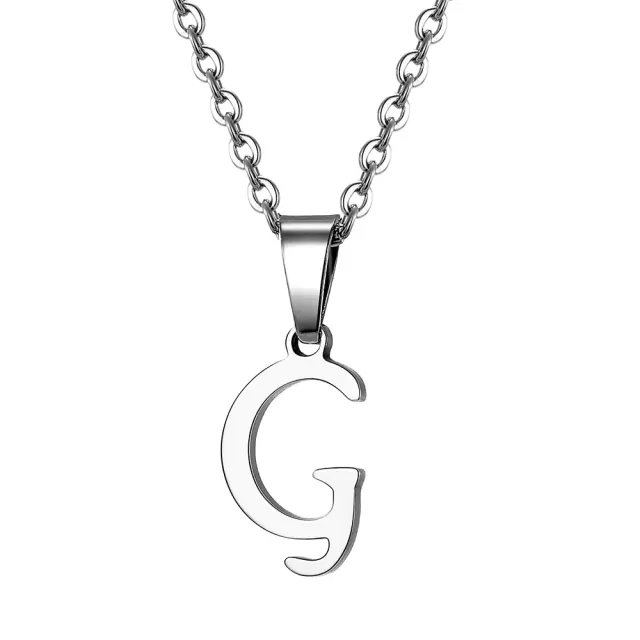 Necklace with letter of steel - Pendant with letter of stainless steel