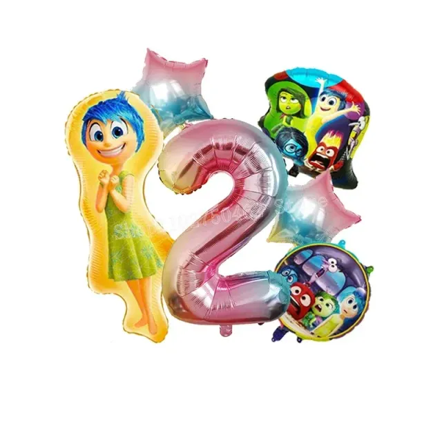 Ensemble de ballons d'anniversaire en aluminium avec numéro - personnages du film Vice-Versa 2