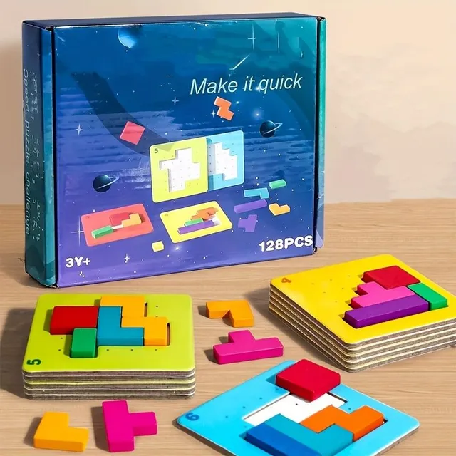 Geometric jigsaw puzzle - educational table game for fast fighting and interaction