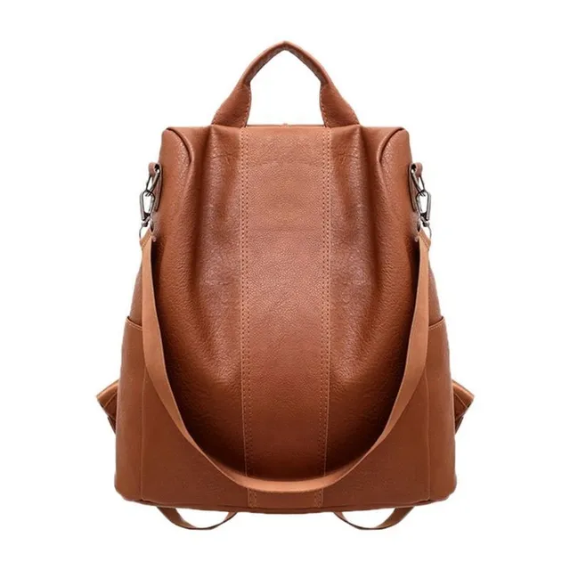 Women's leather backpack with handbag loop