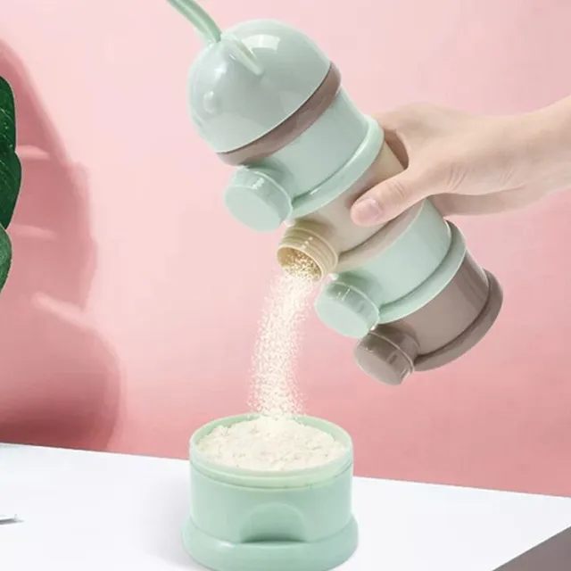 Praktický velkokapacitní box na sušené mléko pro kojence v jemných barvách