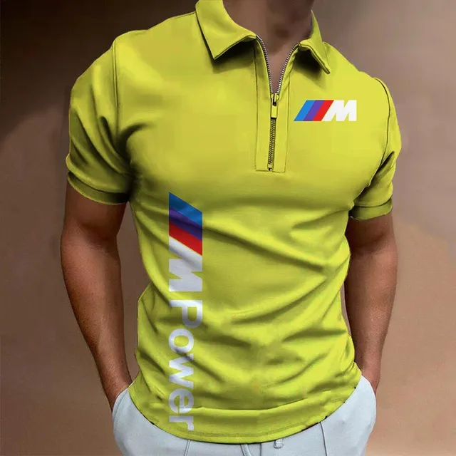 Tricou polo pentru bărbați cu mâneci scurte și imprimeu BMW