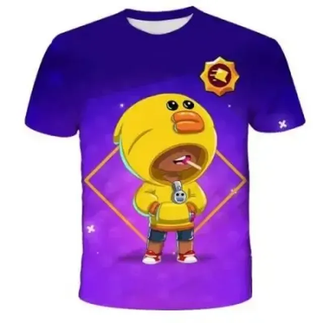 Kids short sleeve shirt with prints of popular Brawl Stars characters