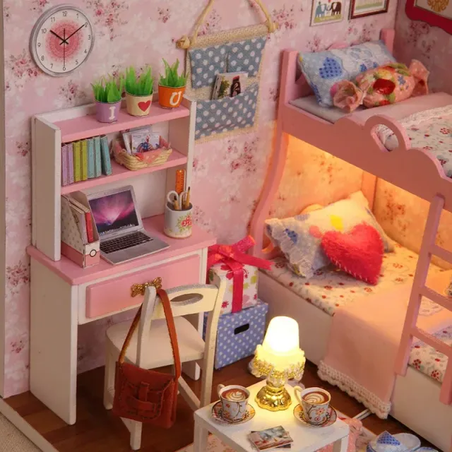 Detský dom Mini Miniatúry Set na vlastnú výrobu Princezná doma s nábytkom