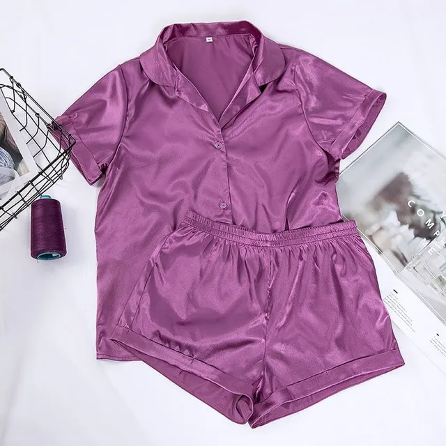 Ladies satin pyjamas purple s