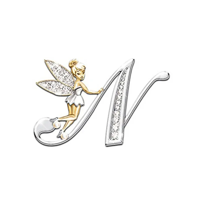 Luxury glitter brooch with letter - Fairy