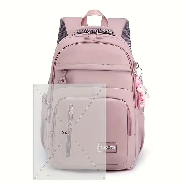 Trendy backpack with many pockets, monochrome, large capacity, ideal for travel and commuting