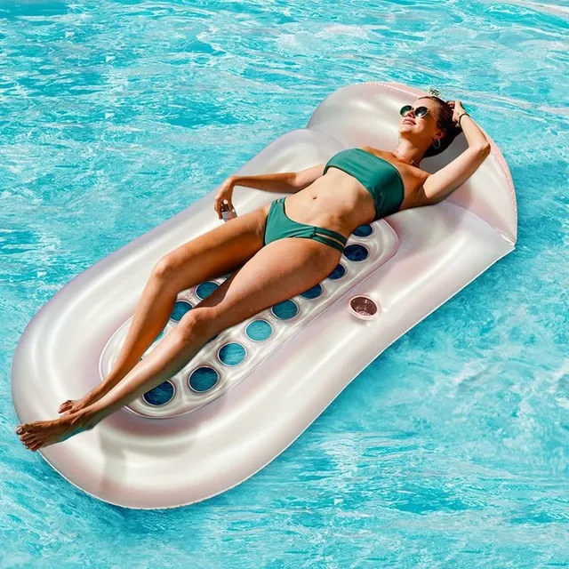 Luxury comfortable inflatable lounger with drink holder and head cushion Morton