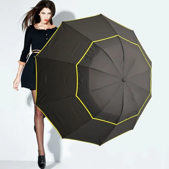 Large folding wind-resistant umbrella Black