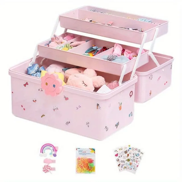 Large capacity multi-functional storage box for hair clips and rubber bands