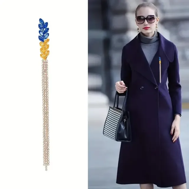 Elegant double color brooch with wheat tassel for jacket, dress, sweater, scarf, scarf, coat, fashion supplement