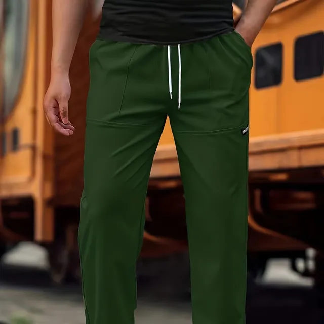 Men's comfortable sweatpants with pockets, straight cut, drawstring, suitable for spring and autumn