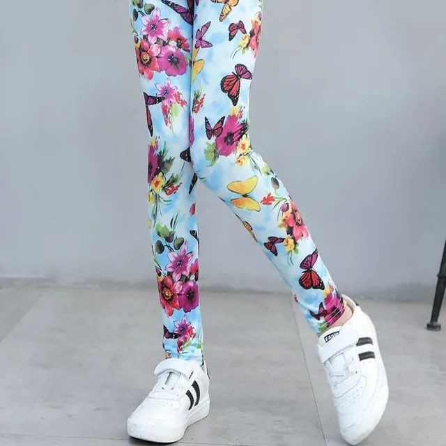 Girl spring leggings with thematic printing - Flower