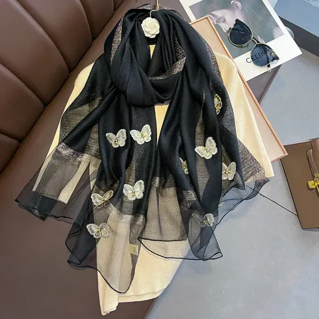 Luksusowy jednokolorowy jedwabny szalik z miękkiej wełny