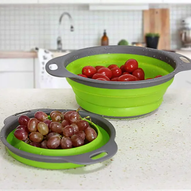 Silicone folding drain basket - washable basket for fruit and vegetables - folding sieve