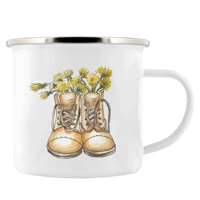 Adventure enamel mug for camping as a gift