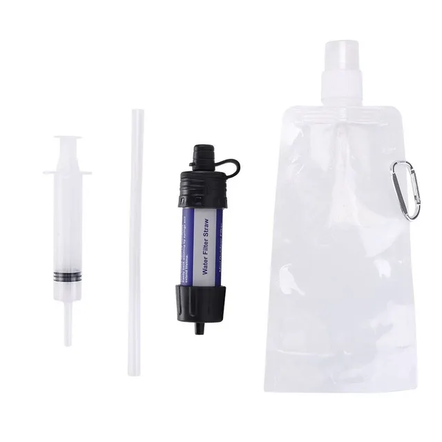 Outdoor Drinking Water Filtration Tools Hiking Survival Water Purifier w/ Straw for Emergency Camping Hiking Backpack Survival Tool