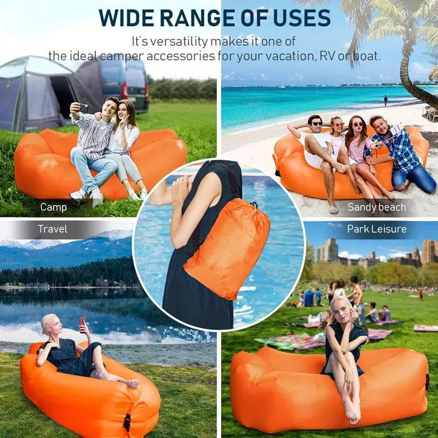 Inflatable waterproof portable deckchair - suitable for garden, beach, camping