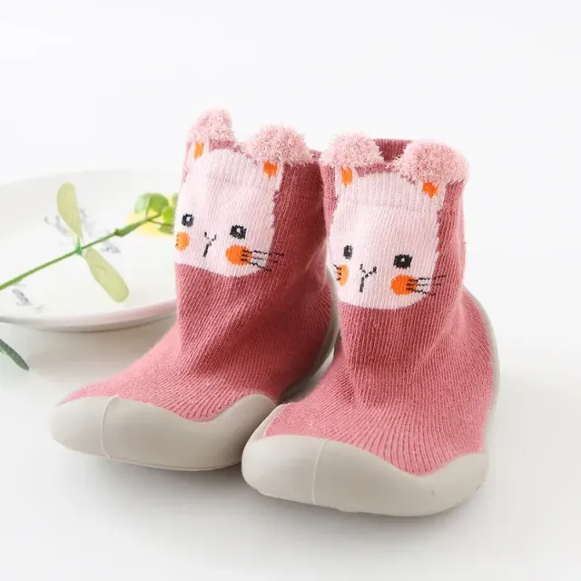 Children's knitted sock shoes with rubber sole, non-slip home socks for toddlers, spring/summer/autumn