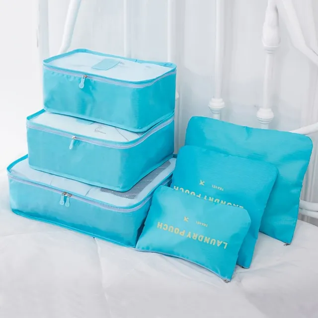 6pcs Travel organizers in the trunk - clothing wrappers, foldable bags, shoe bag, lingerie pocket