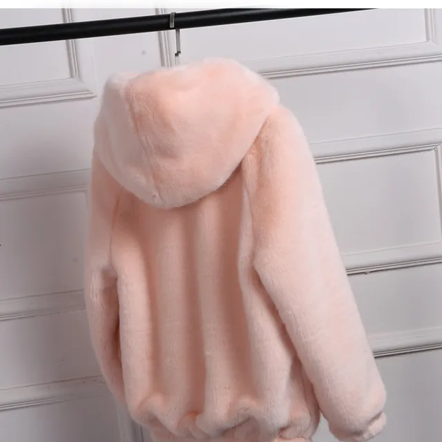 Women's furry zipped jacket with hood