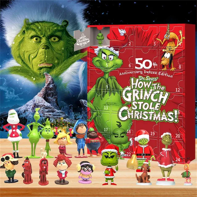 Vianočný adventný kalendár s postavami slávneho príbehu Grinch
