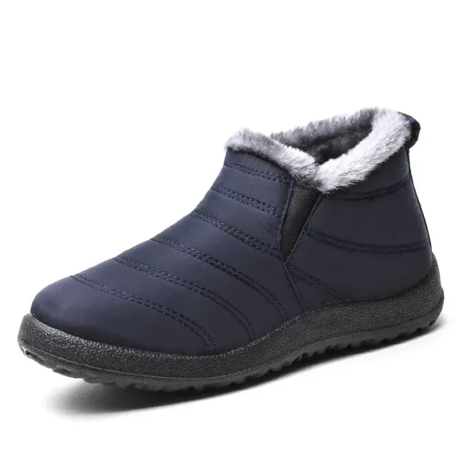 Women's winter boots - short waterproof snow boots with fur